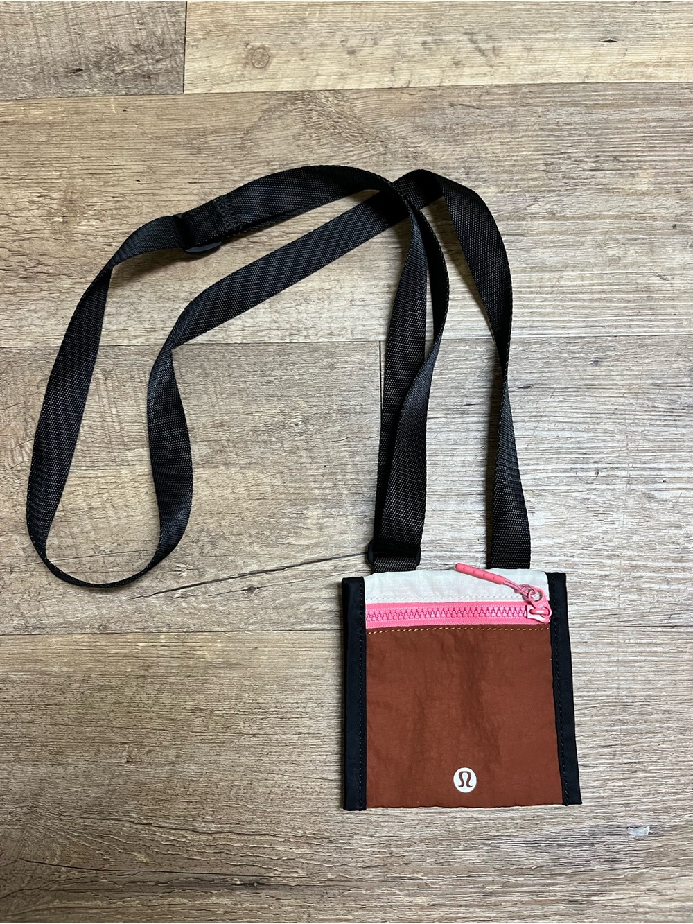 lululemon athletica Brown with Pink Ever Ready Crossbody Wallet